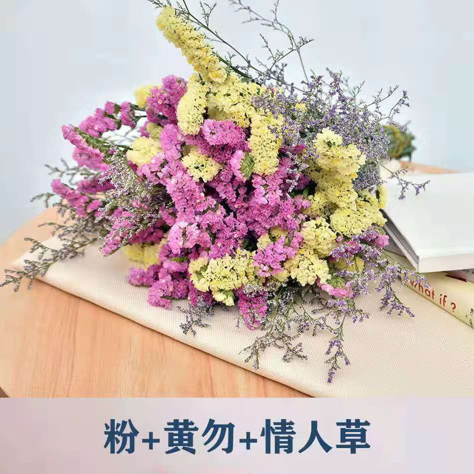 思伶菲云南天然风干干花花束勿忘我真花客厅大束插花满天星20只紫粉红