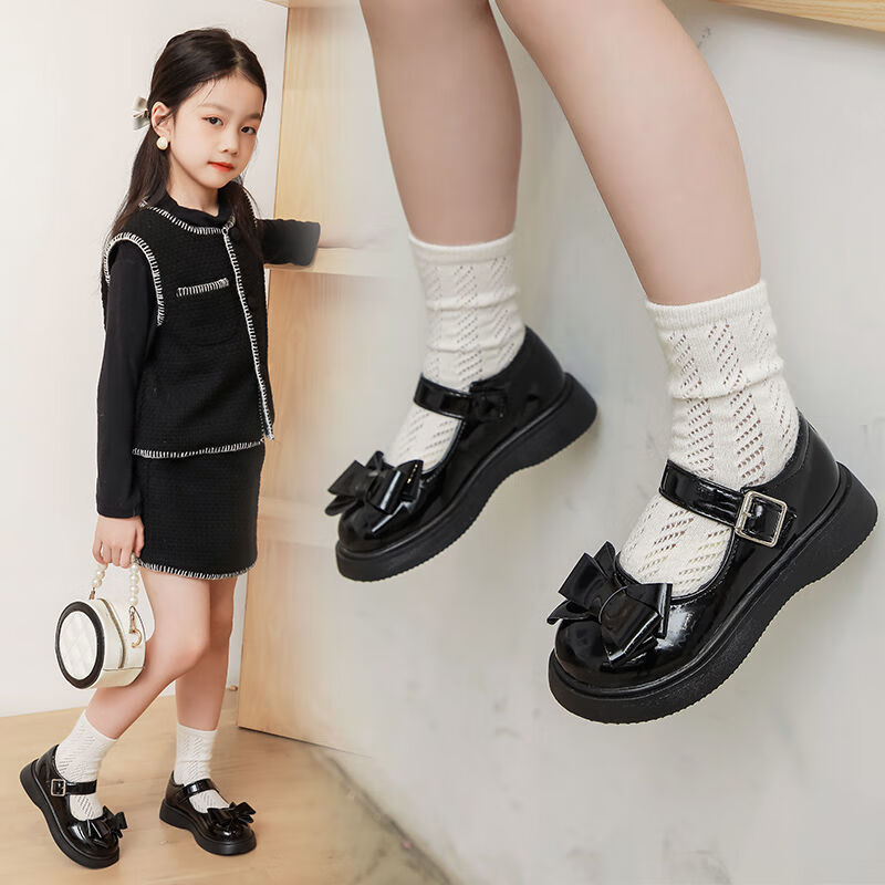 jk制服鞋子儿童洛丽塔鞋子萝莉塔女童jk鞋女童软底小皮鞋2022春秋学生
