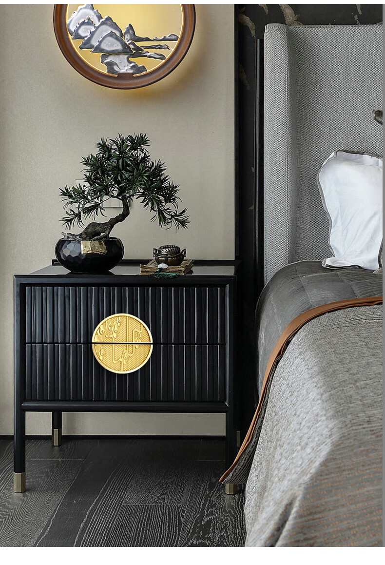 匠师傅中式拉手柜门新中式衣柜纯铜色仿古柜子橱柜全铜五金配件门把手