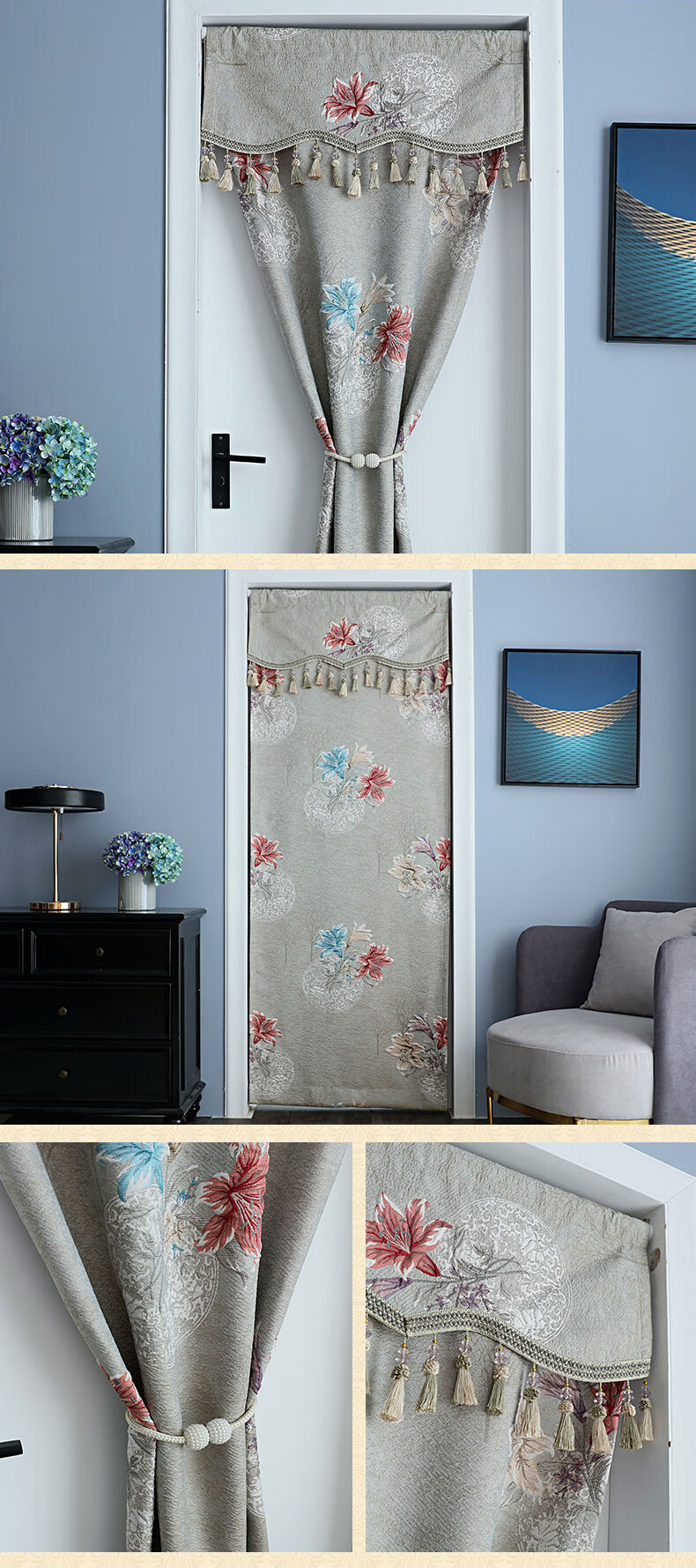 室内门帘半截日式门帘麻布欧式更衣卧室门帘布艺厨房半截遮挡帘厕所