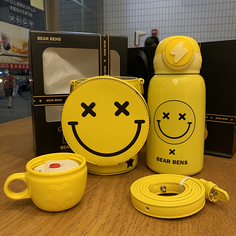 熊本士保温杯个装 熊本士儿童保温杯316l食品级带吸管水壶钛杯男女童