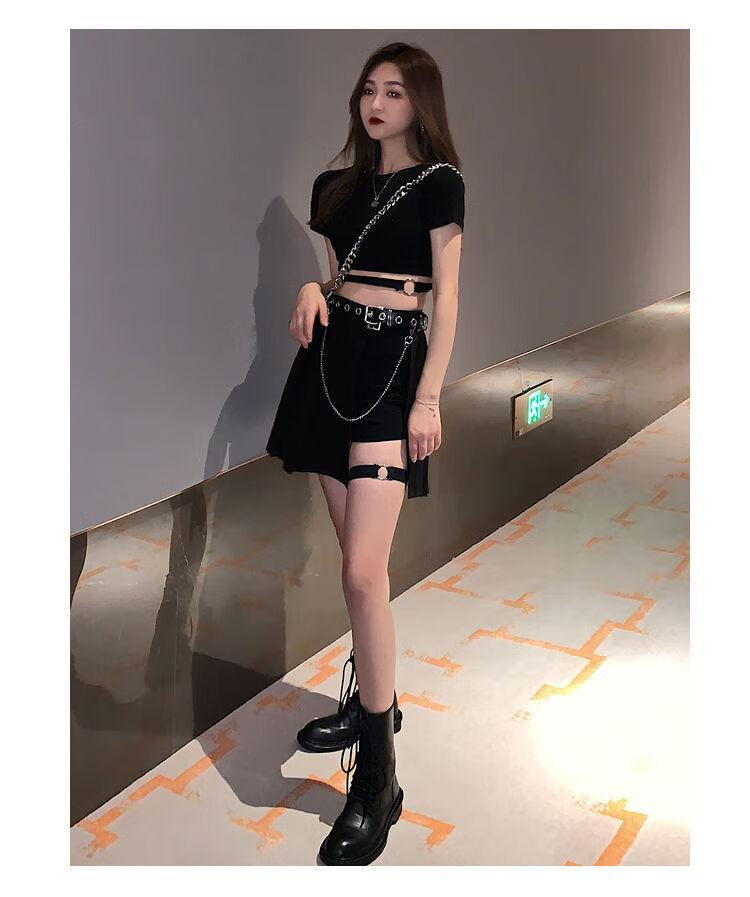 辣妹套装纯欲风甜酷套装裙辣妹裙工装半身裙女bf风嘻哈街头拽姐蹦迪酷