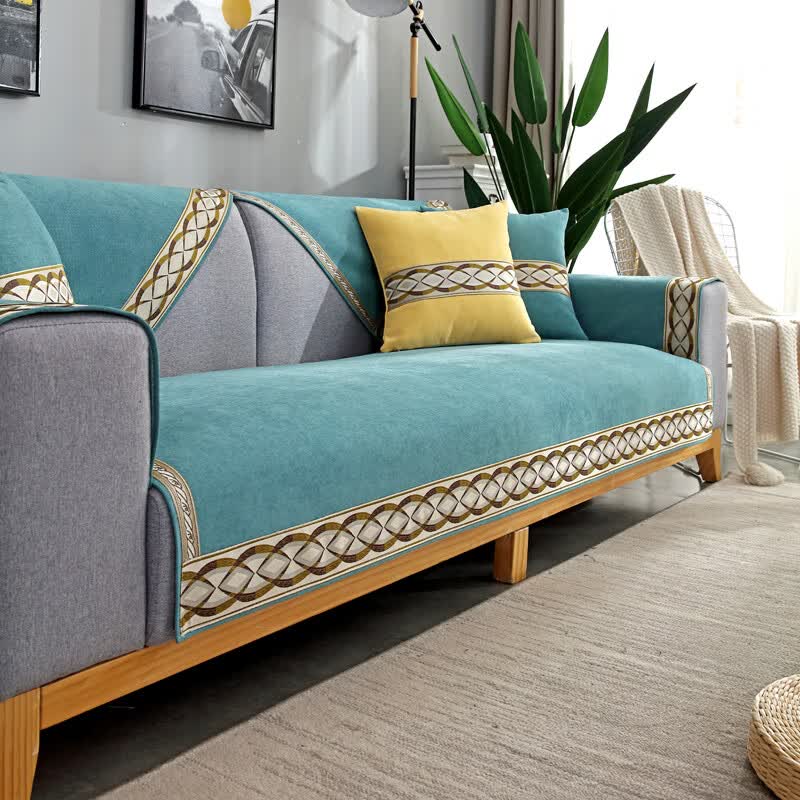 【品牌优选】gfjyku雪尼尔沙发垫夏季布艺防滑现代北欧简约时尚轻奢四