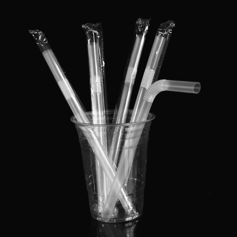 一次性吸管弯头粗吸管奶茶粗吸管大吸管透明独立包装 饮料吸管弯头粗