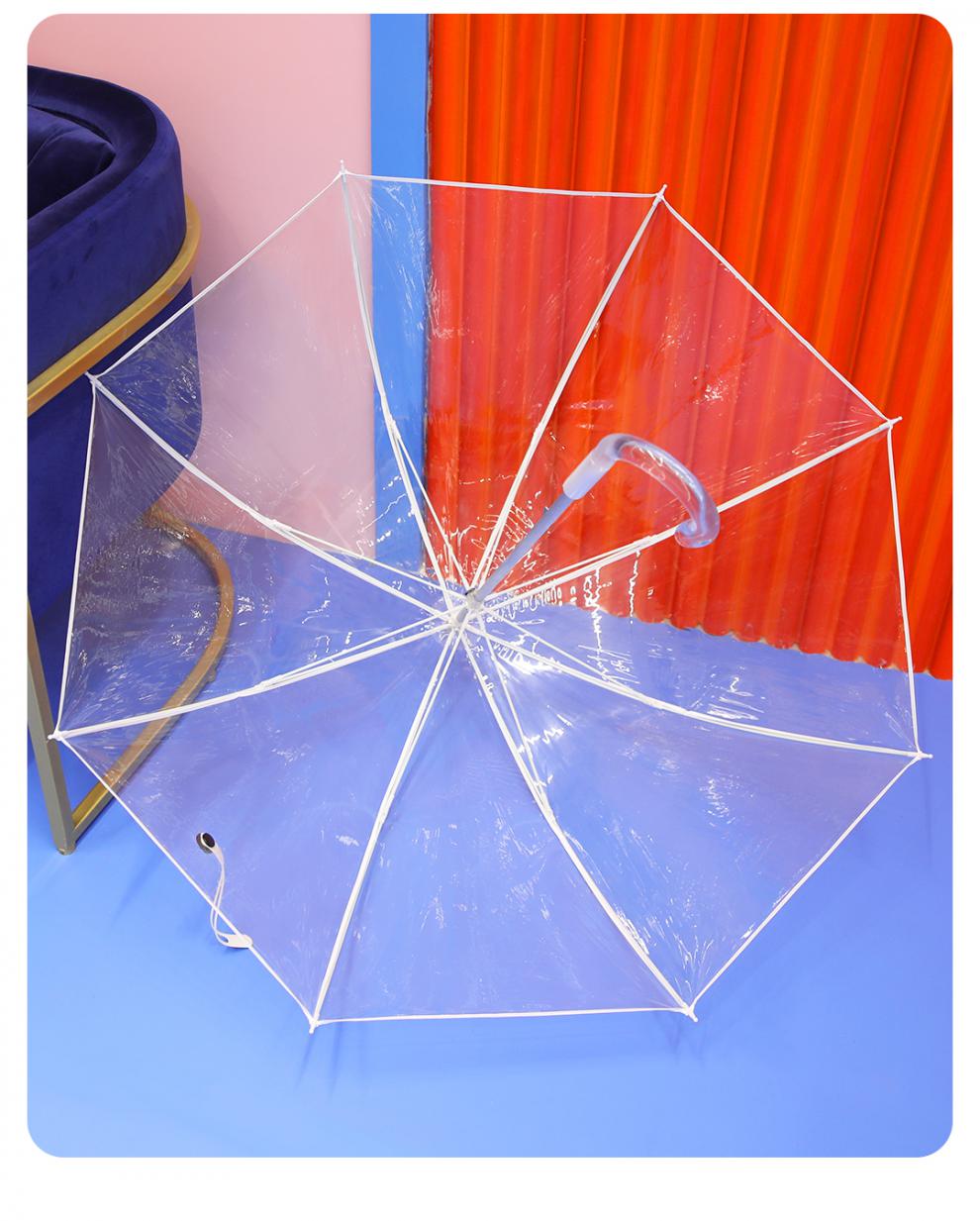 透明雨伞透明伞长柄日系文艺拱形透明伞大雨伞女加固ins伞 透明直杆伞