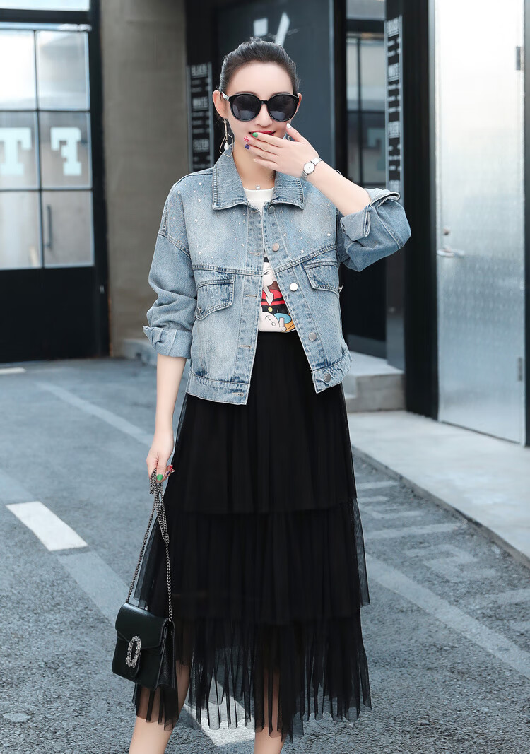 qiyun轻奢品牌女装 牛仔外套短款女2020夏装新款复古宽松显瘦上衣韩版