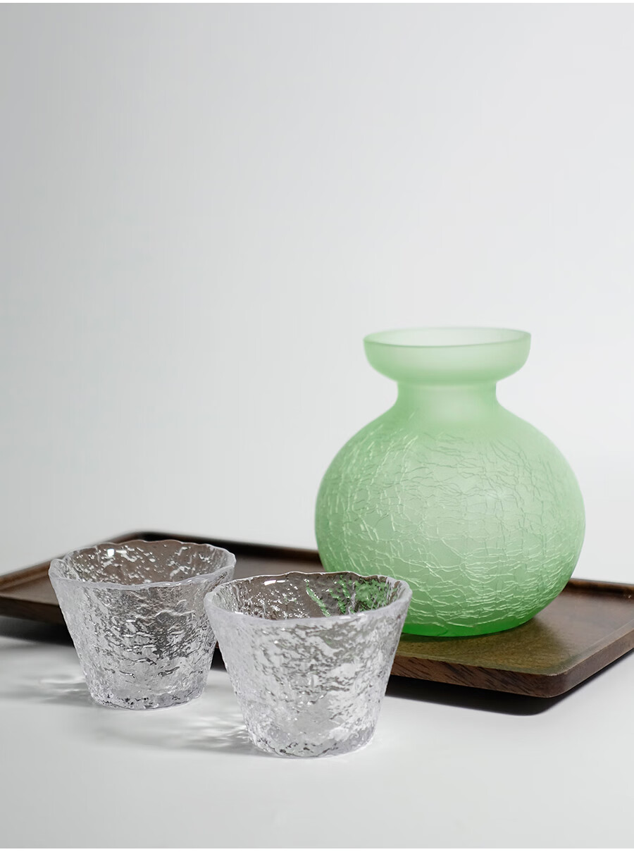 古代酒杯 酒盏小酒盅 日式冰裂清酒壶套装玻璃酒具家用小酒杯酒盅黄酒