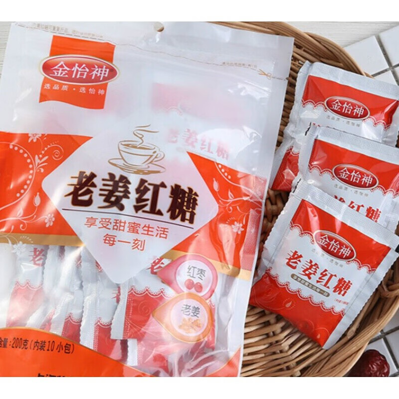 金怡神老姜红糖姜茶红枣枸杞红糖姜茶熬制老红糖小袋装200g 月月红糖