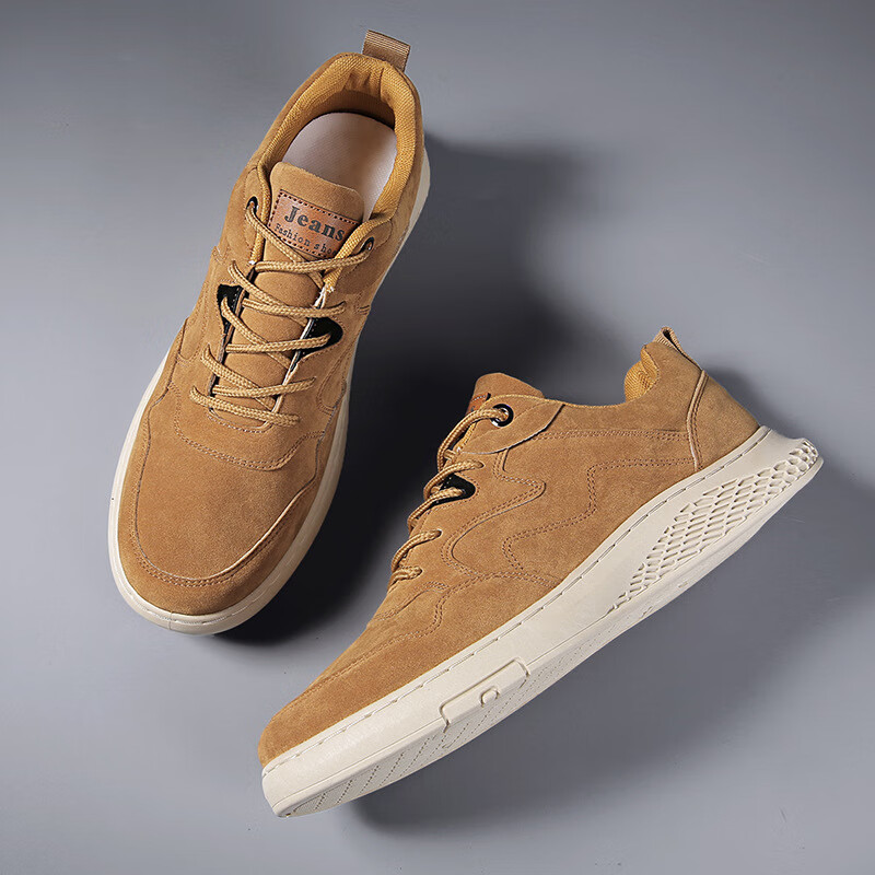 ftea反皮翻皮鞋反绒皮鞋秋冬季2021低帮鞋韩版潮鞋子舒适好穿不硌脚