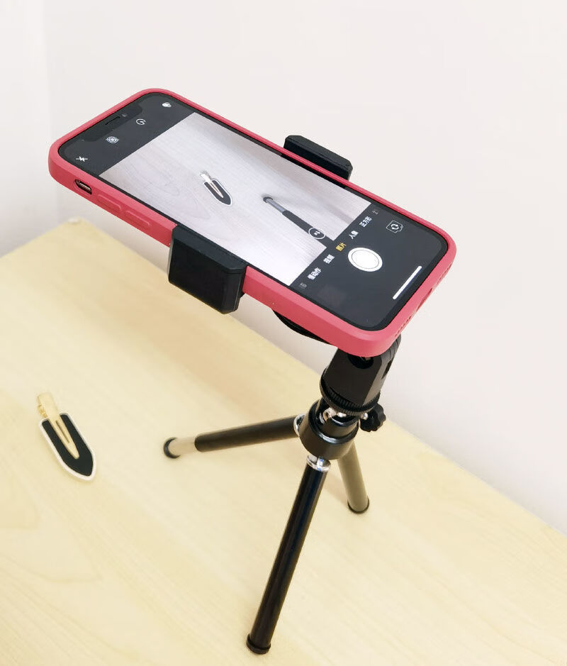 卜邻不锈钢两节伸缩三脚架便捷迷你手机支架俯拍支撑架桌面手机夹直播