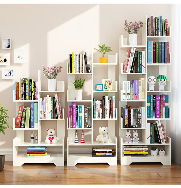 简约现代落地书架客厅小型家用学生多层置物架简易经济型书柜 7层浅