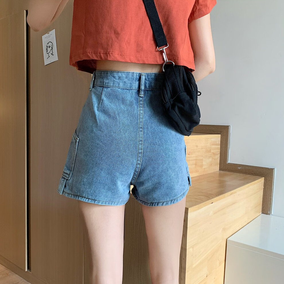 夏天穿的热库女生半截牛仔短裤高腰显瘦遮胯裤子潮ins2020年网红宽松