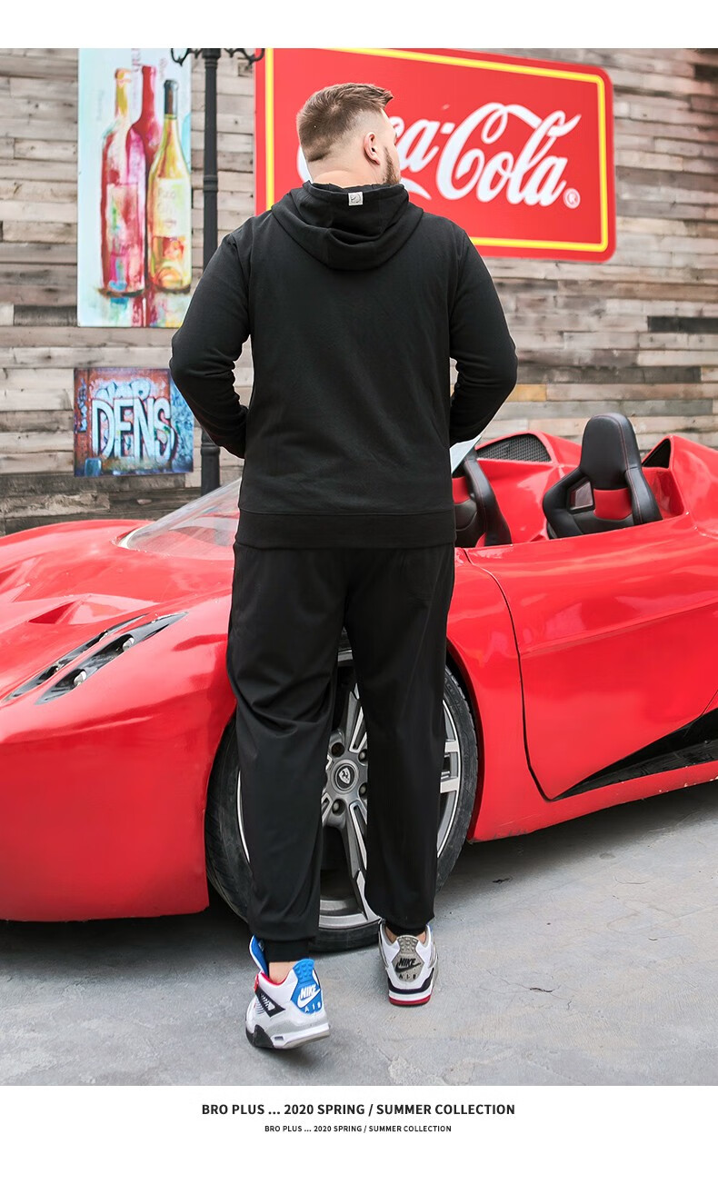 大码男装胖子男裤加肥加大宽松肥佬裤撞色拉链小脚裤子显瘦休闲裤男