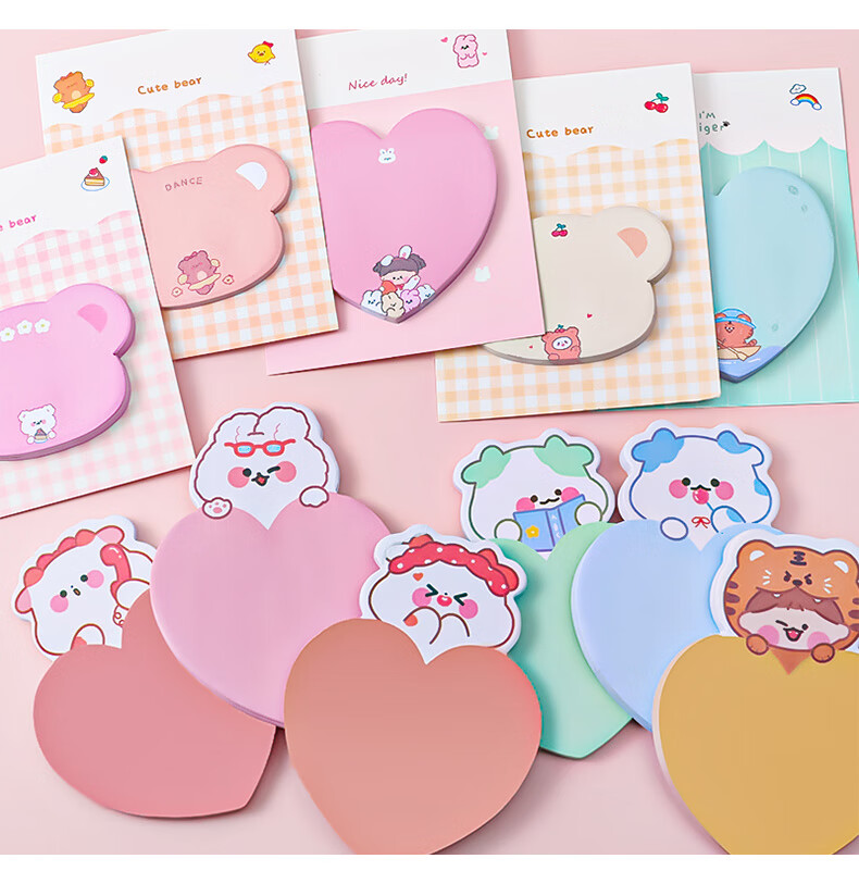 仓梵 彩色便利贴高颜值韩国ins风心形标记小条n次贴有粘性可爱少女