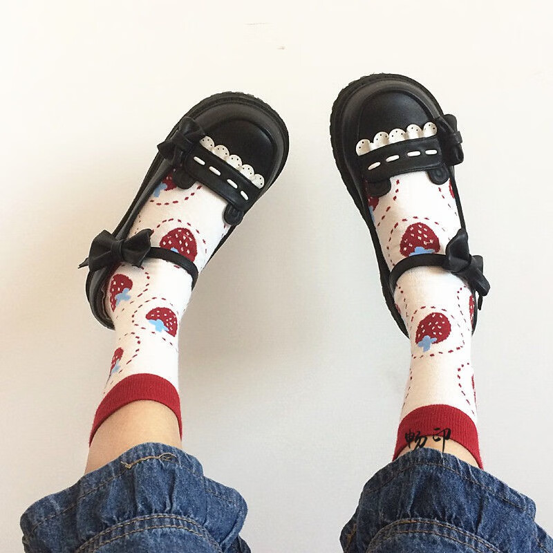 喵喵酱lolita波波熊日系平底娃娃鞋圆头可爱少女学生单鞋cll 黑色 38