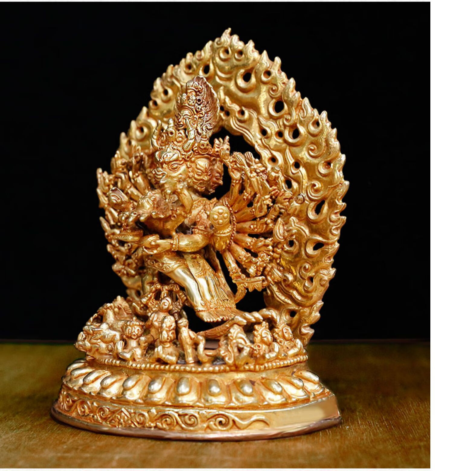 大威德金刚佛像尼泊尔进口纯铜佛像居家供佛全鎏金密宗佛像摆件【图片