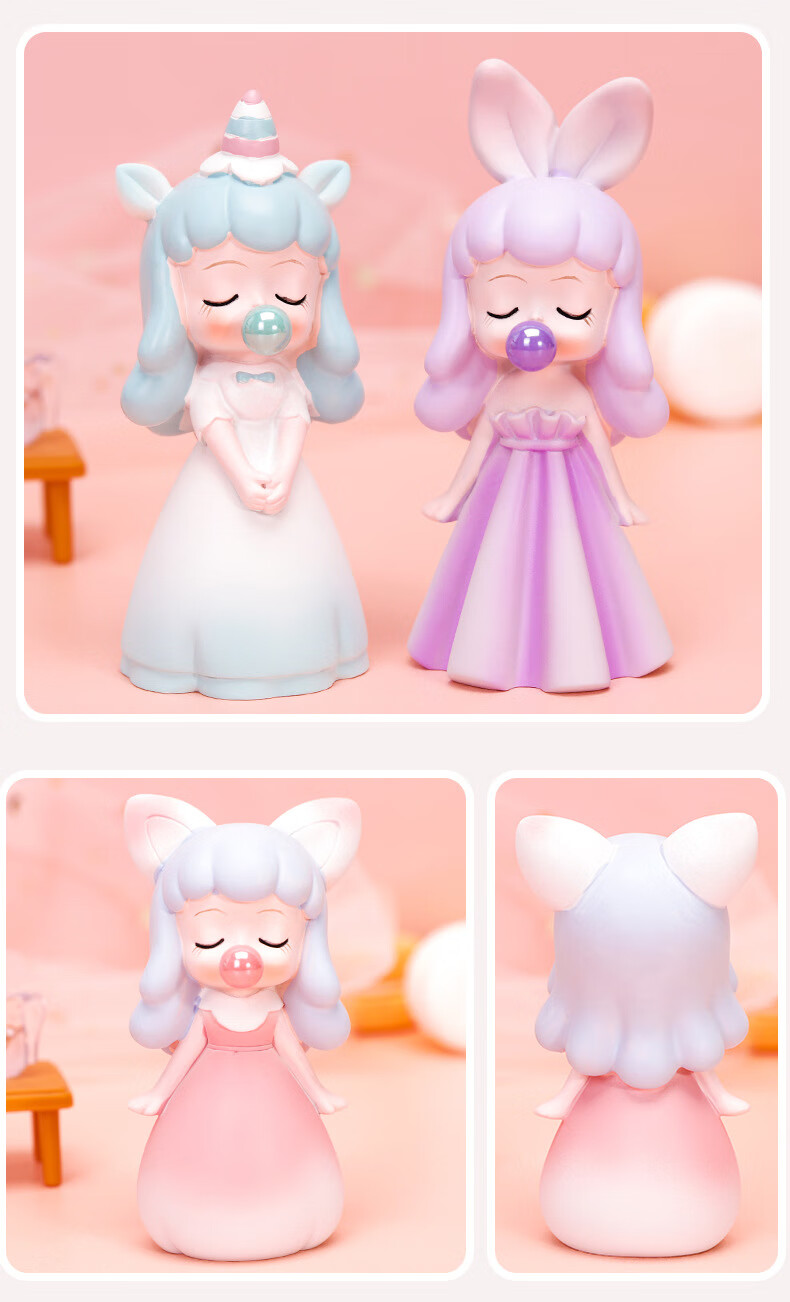 吹泡泡女孩盲盒摆件公仔创意潮玩拆盒有装饰品 陌上花开单个 整套请拍