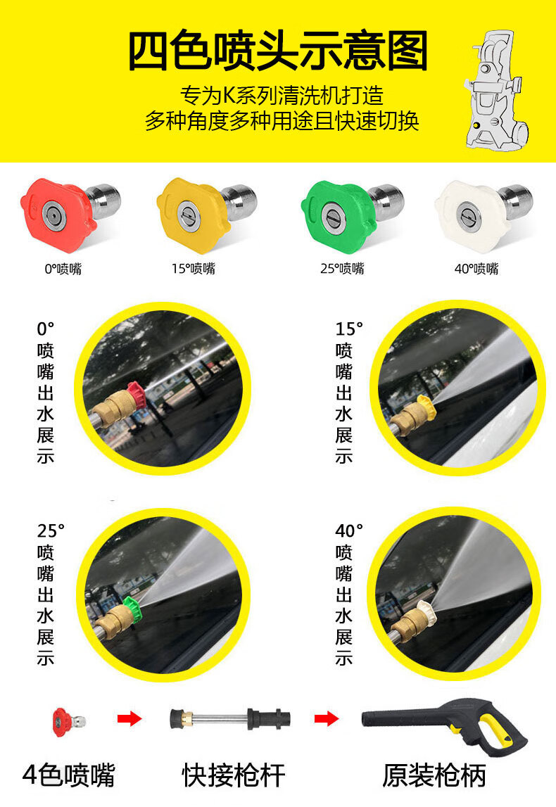 德国卡赫凯驰家用高压清洗机配件k2高压管k7洗车机刷喷枪杆头喷壶 4孔