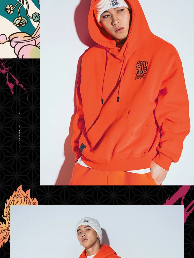 李宁(li-ning) 卫衣男女同款反伍badfive长安少年套头连帽宽松薄绒