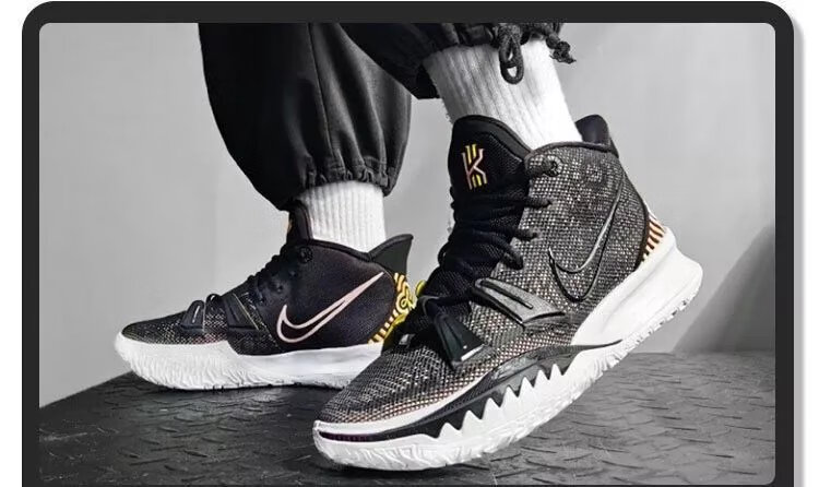 7代正版篮球鞋数学公式黑白艺术主题莆田通用气实战运动棉 欧文7黑蓝