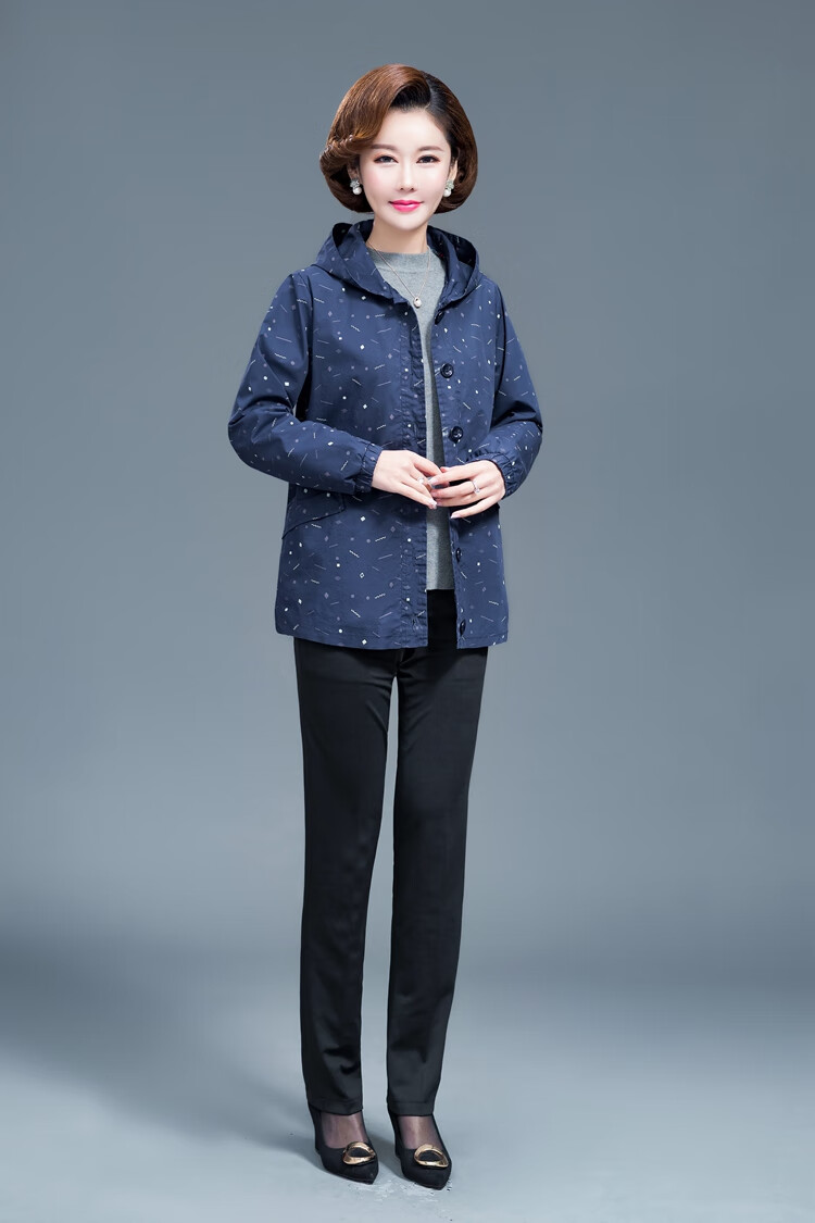 fgacct绵绸妈妈装春秋外套老年人夹克衫中老年大妈女风衣长袖婆婆装