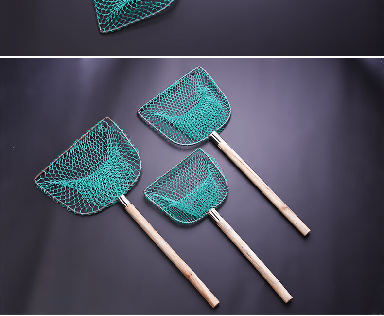 沫的天空抄网捞鱼网实心网圈木手柄抄子尼龙网兜操网养殖水产鱼具用品