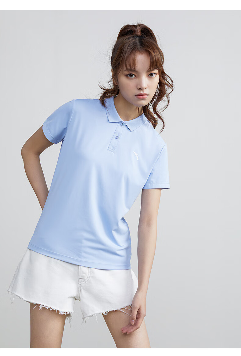 安踏短袖女polo衫2022夏季透气速干翻领t恤打底衫休闲运动上衣女ac