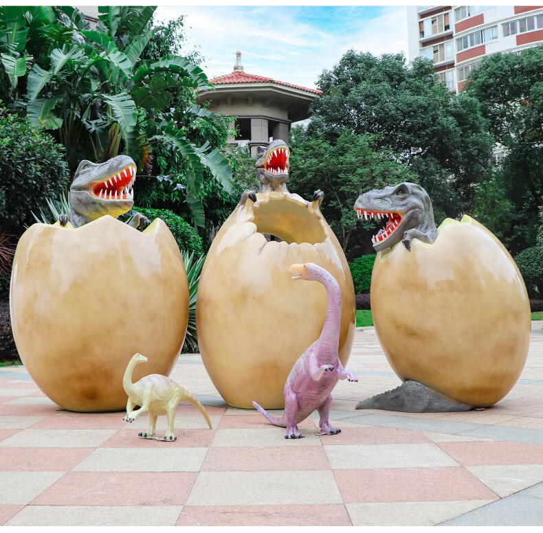 游乐场玻璃钢园林景观幼儿园售楼处装饰品 紫色 恐龙蛋套装1【图片