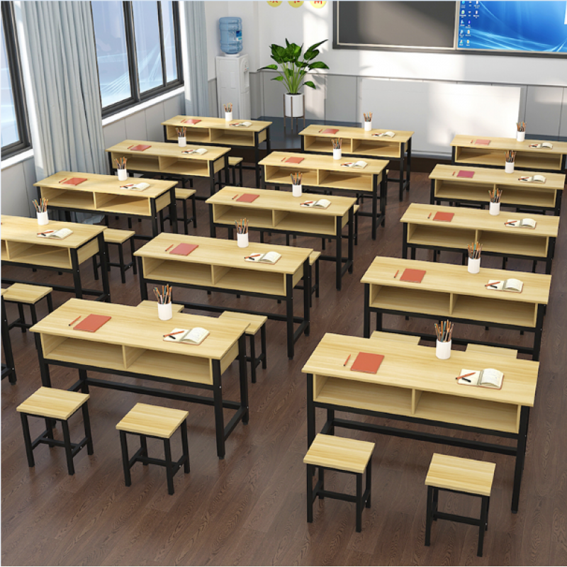 老丁陈学生桌椅套装书桌小学生学习桌小学生双人课桌椅简易学校教室