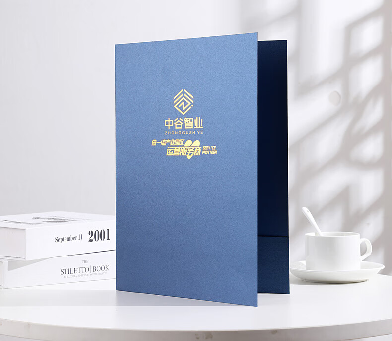 fgacct a4文件夹纸质封套烫金定制封面合同签约黑色简历夹插页朗诵稿