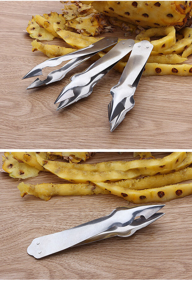 削菠萝不锈钢菠萝刀削皮器去眼器夹子切凤梨弯刀挖眼水果刀 削皮刀