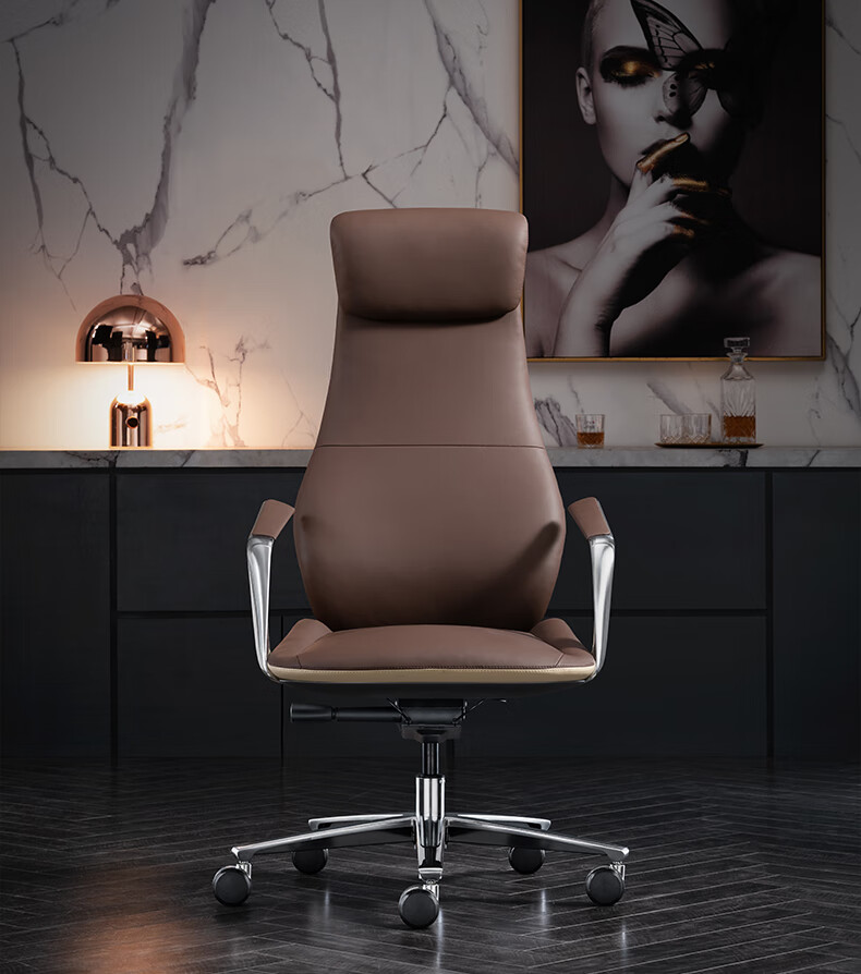 闽归意式轻奢时尚真皮老板椅总经理办公椅人体工学多功能电脑椅大班椅