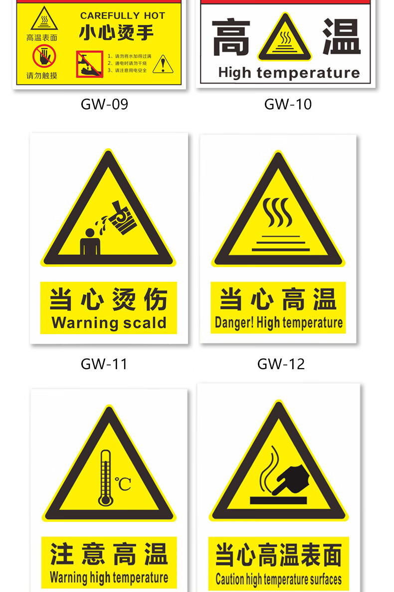 溪沫注意高溫小心燙傷安全標識牌警示牌高溫危險禁止觸摸觸碰警告牌