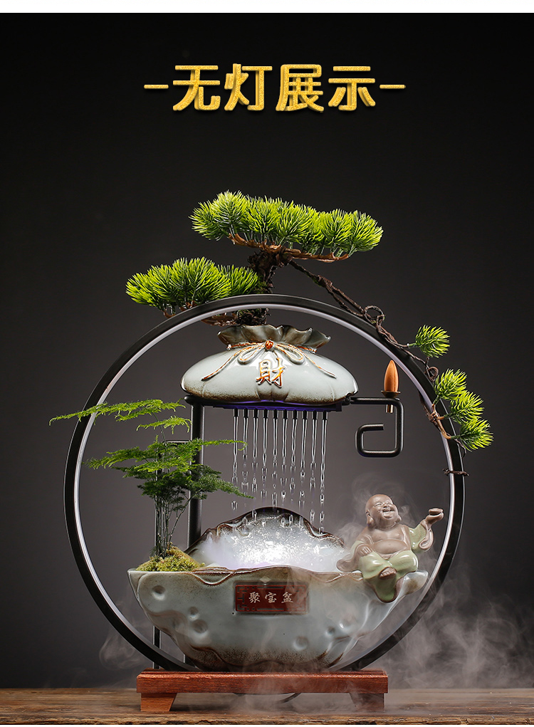 办公室流水生财摆件客厅桌面循环水创意开业乔迁礼物家