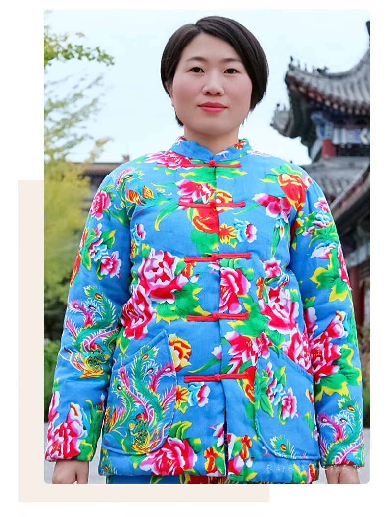 东北大花袄大棉袄手工棉花冬季大花布女士加厚大人民族风外套新娘棉