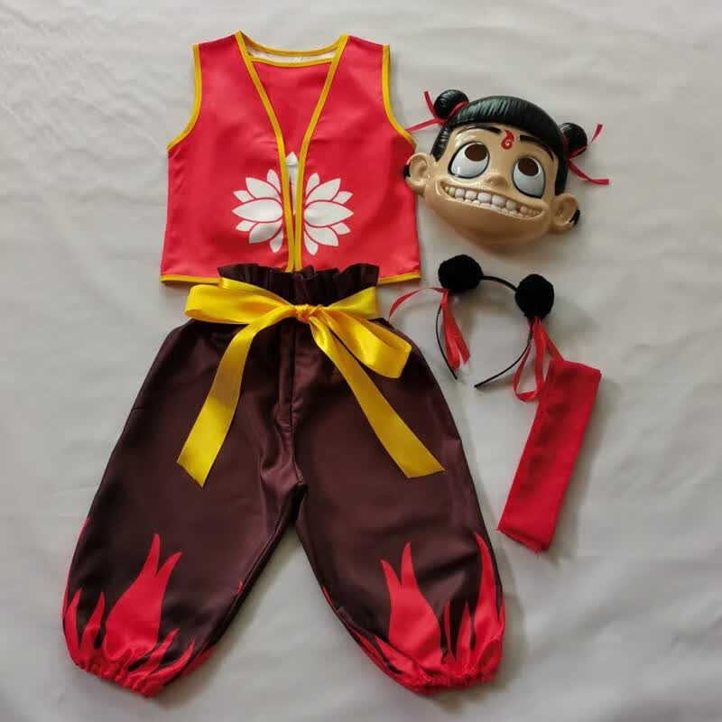 哪吒服装元旦儿童哪吒之魔童降世同款衣服火尖枪道具男女童cos动漫