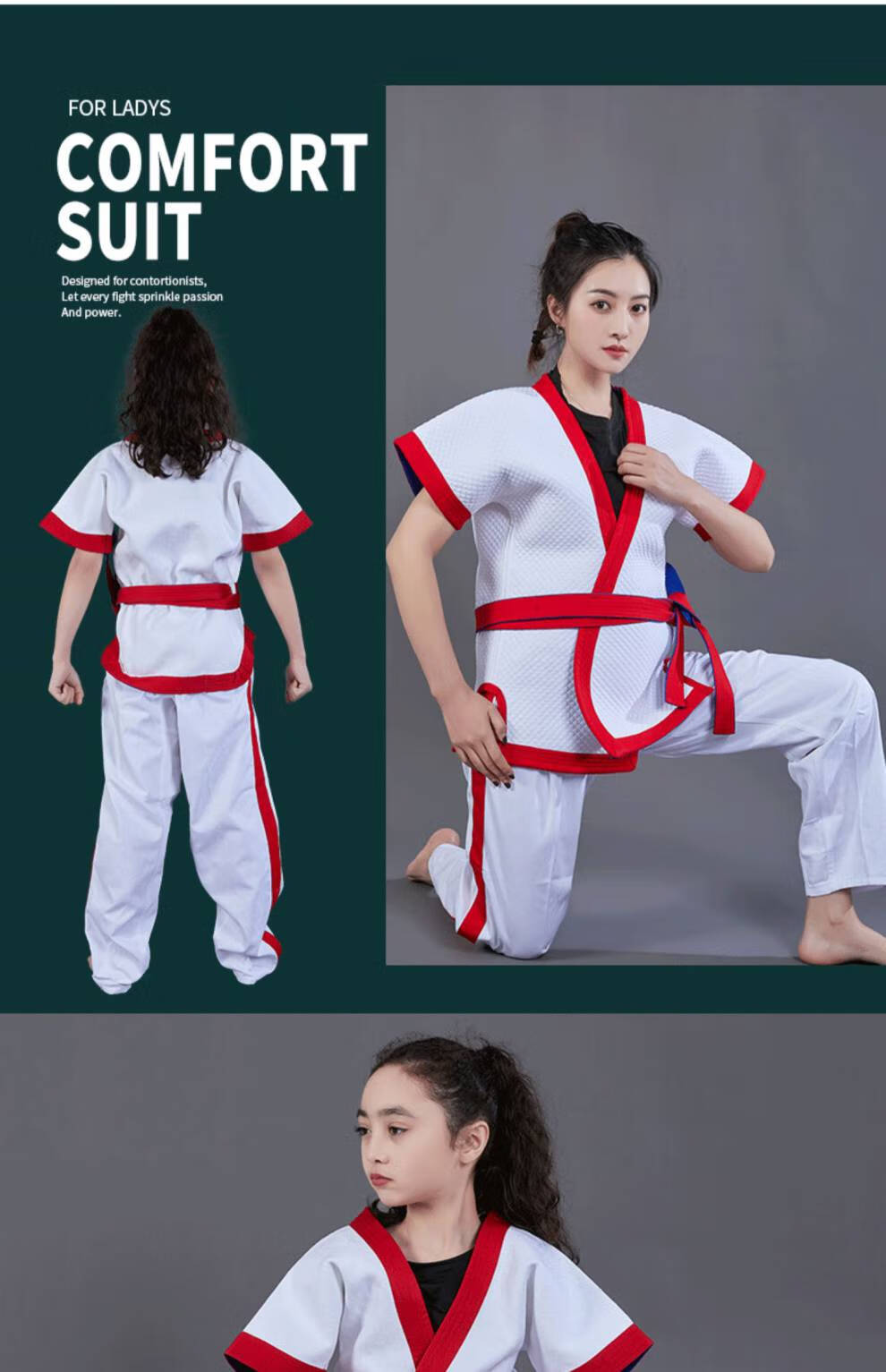 摔跤服队训练比赛型中国式摔跤跤衣红蓝双面加厚绗缝摔跤跤衣华幻白色