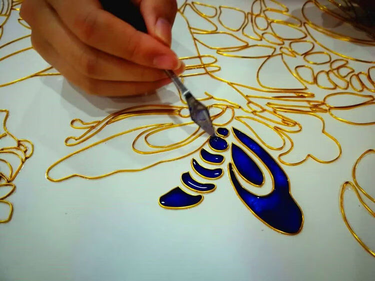 掐丝珐琅景泰蓝工艺画金丝沙画diy手工制作培训子手工体验材料故宫的