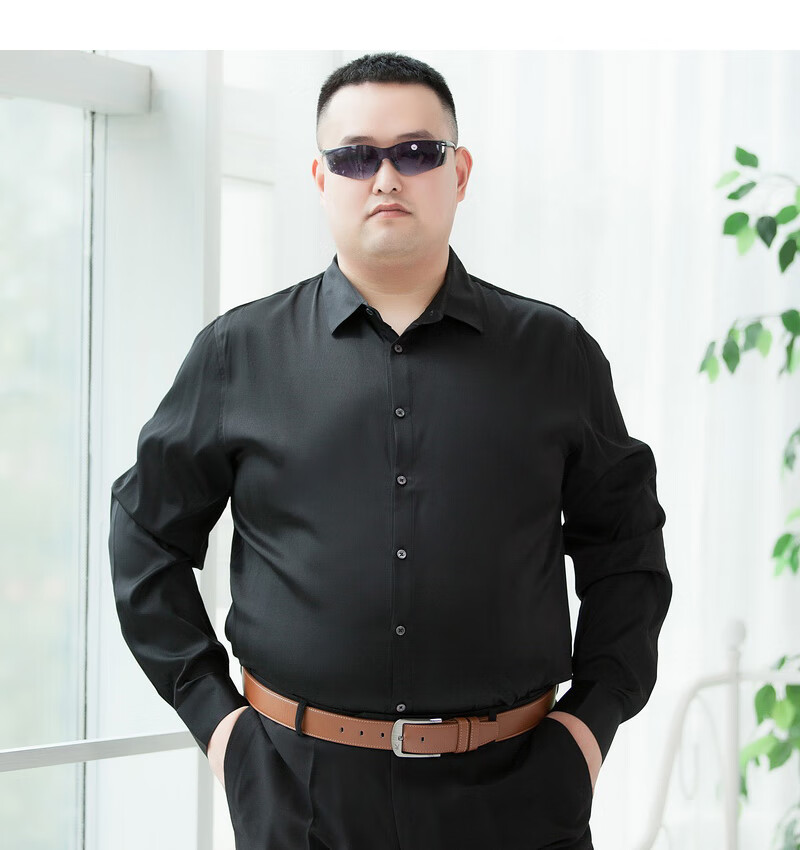 尊彭zunpeng200斤衬衫潮胖高端男士大码长袖衬衣胖子加肥加大免烫西装