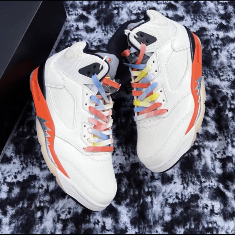 适配aj5鞋带air白橙色扣碎腰果花泼墨扎染渐变字母篮球鞋带 橙色渐变