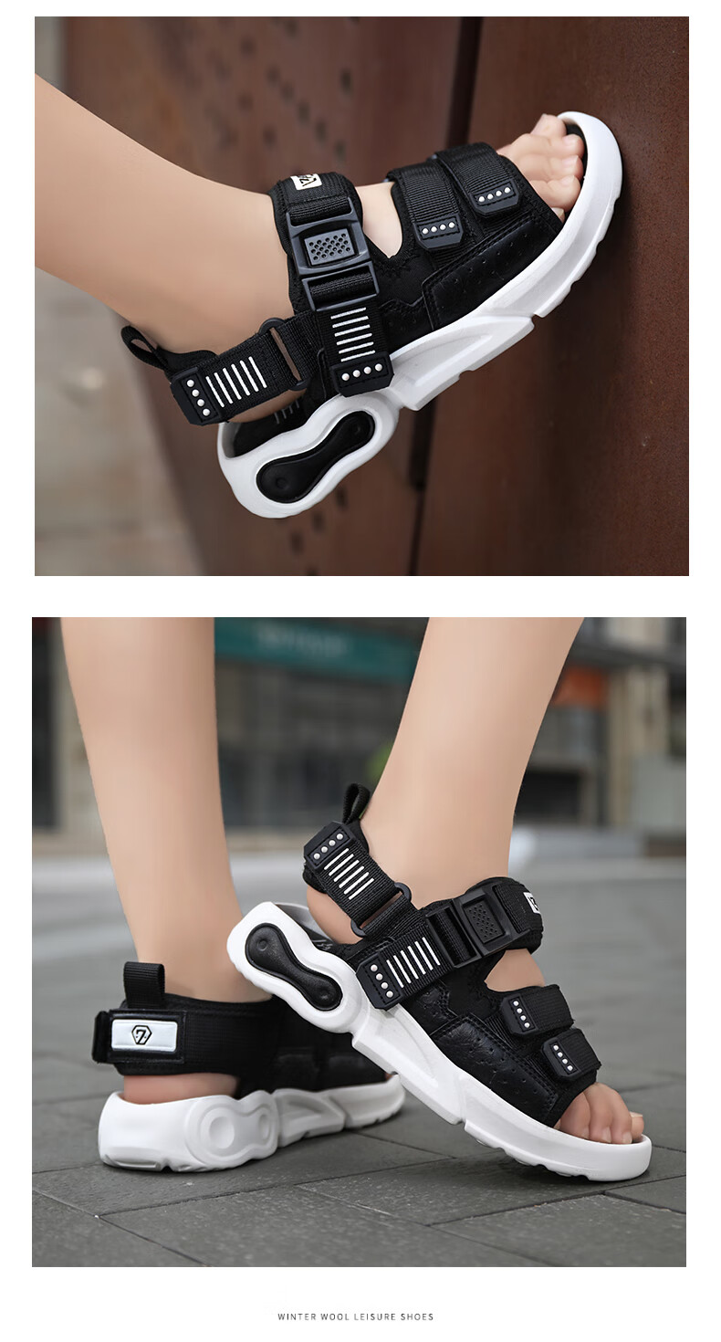 七波辉男童凉鞋2022夏季新款潮中大童青少年男孩儿童凉鞋1215岁