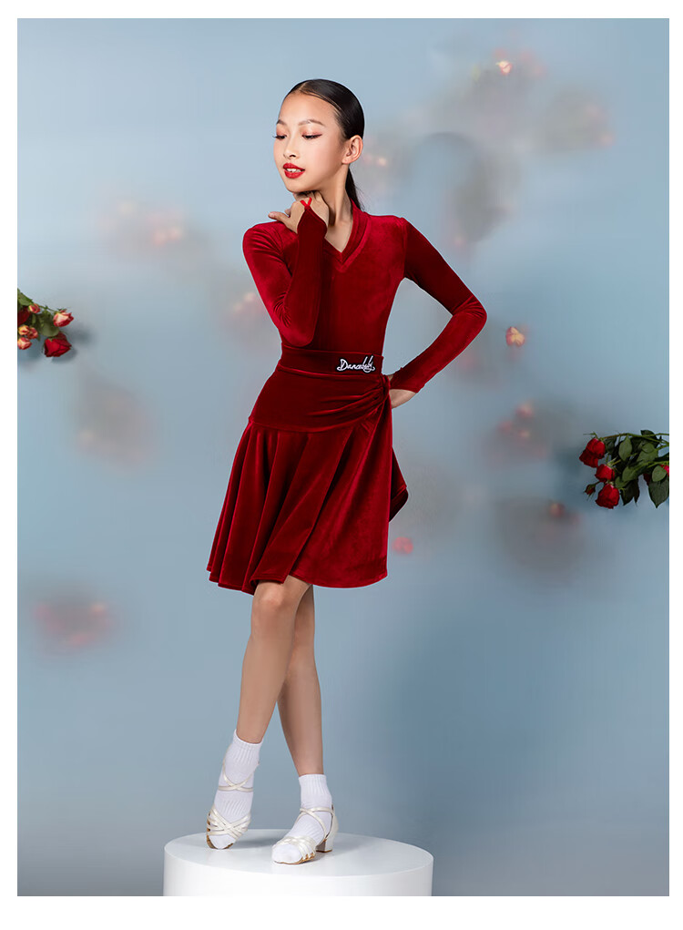 拉丁舞袜子女 规定袜比赛袜女童运动袜短袜全棉袜子女童袜吸汗 黑色7