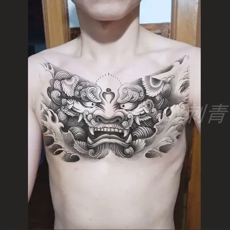 纹身贴洗不掉穷奇麒麟貔貅纹身贴防水男女防汗耐磨花臂半臂龙图腾仿真