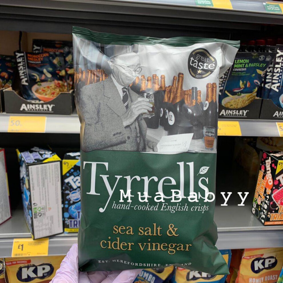 现货英国tyrrells泰瑞甜椒味手工薯片150g装零食盐醋薯片s1盐醋新鲜