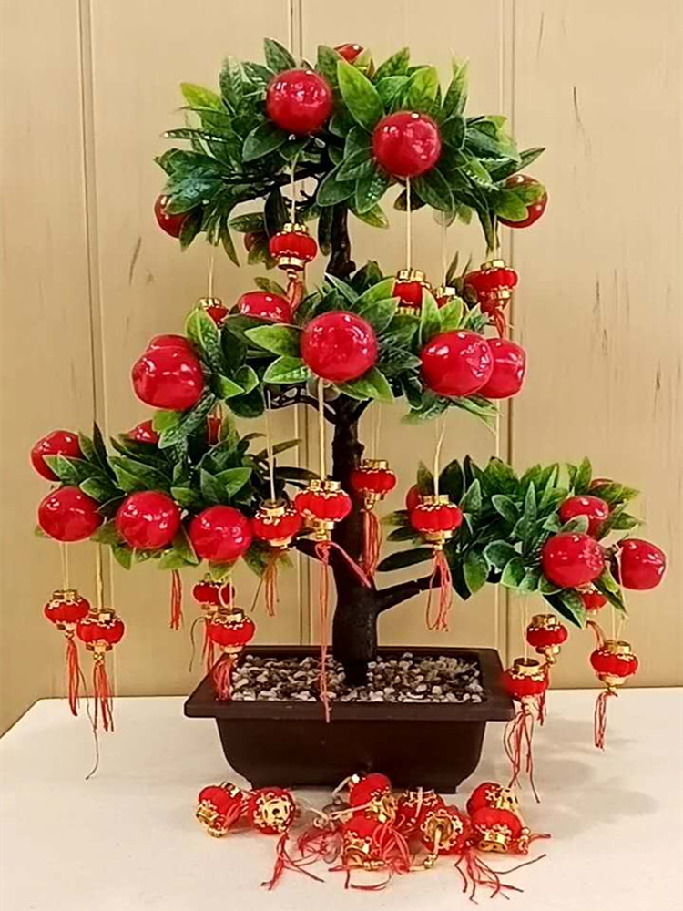 禾佳成 餐桌花仿真树假树仿真水果树大型盆栽树苹果橘子桃子盆栽客厅