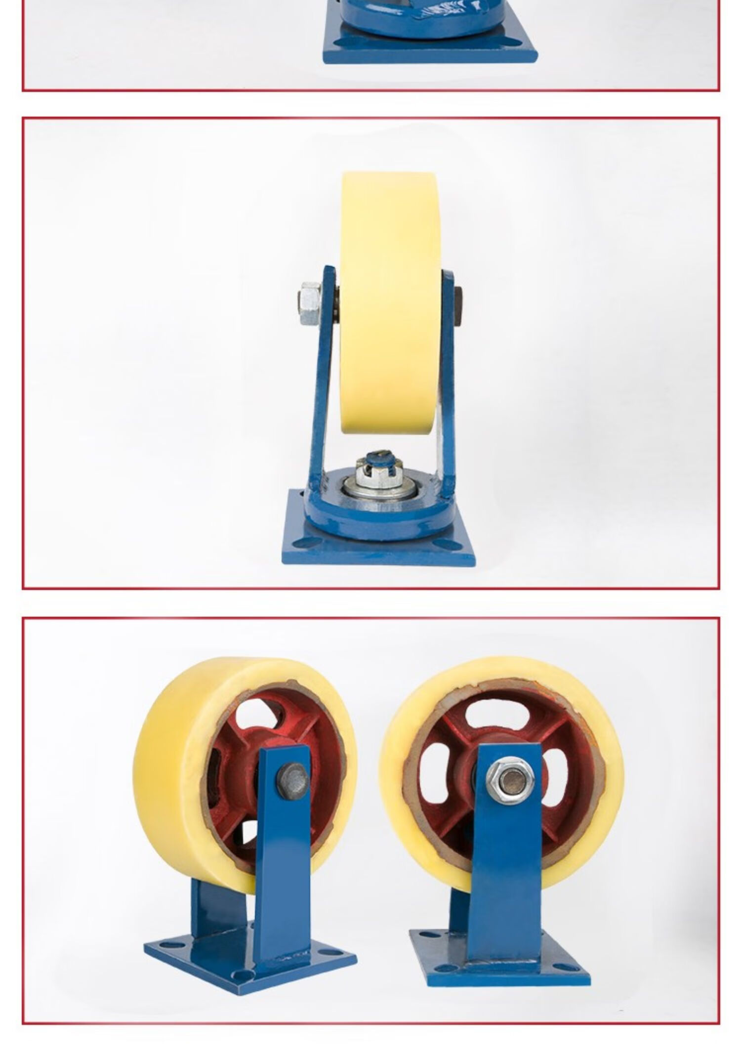 12寸超重型万向轮子铁芯尼龙轮6寸8寸重型脚轮载重1吨工业刹车10 浅