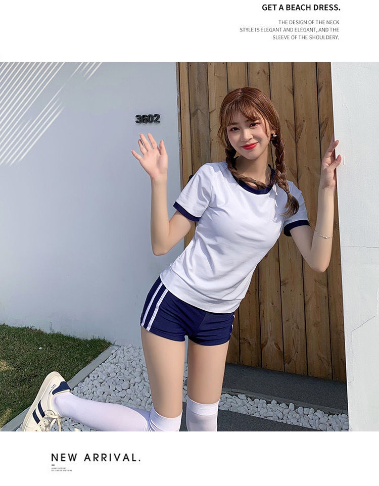 女生泳衣学生保守韩版ins风少女初中生高中生中大童泳装日式遮肚显瘦