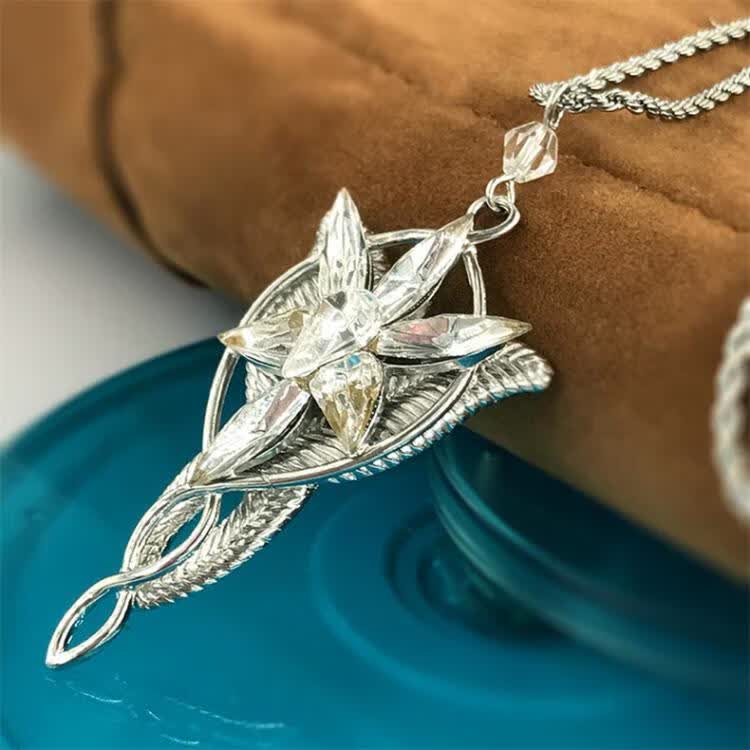 娅索韵指环王魔戒饰品精灵公主暮星项链女士苍暮之星吊坠毛衣链白金色