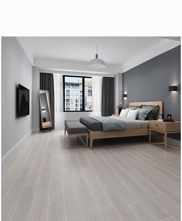 北欧卧室地板砖通体全瓷仿实木地板砖 15x90灰色阳台防滑木纹瓷砖 g