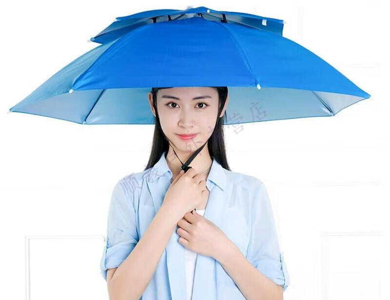 钓鱼伞 头戴伞帽头顶帽子两用带小伞钓鱼遮阳伞头戴的在头上雨伞大号